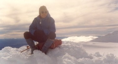 Wes on the top of Ruapehu late 1970s
