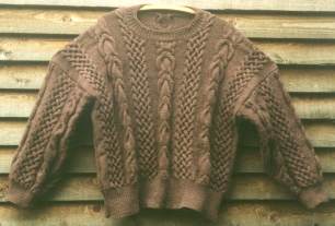 Rosalind's cable jersey, knitted May 1998